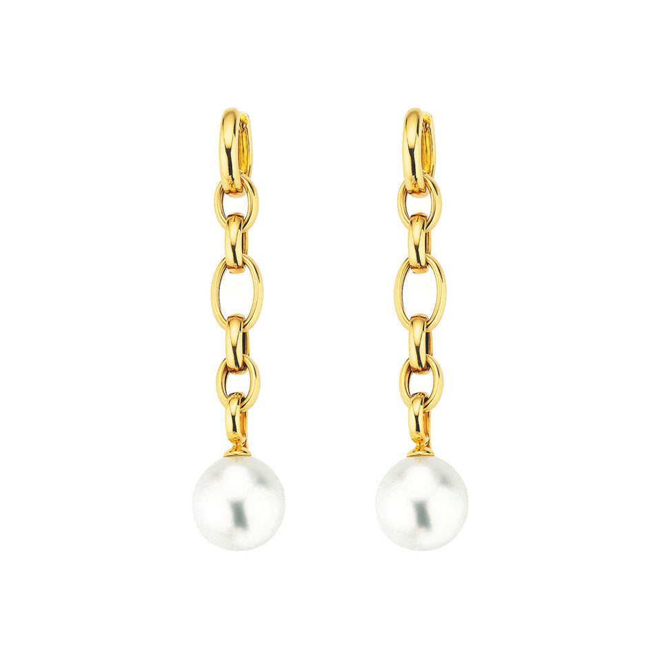 18ct Yellow Gold South Sea Pearl Drop Earrings at David M Robinson