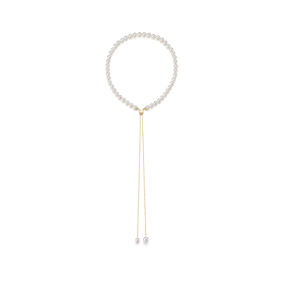 18ct Yellow Gold Akoya Pearl Transformer Necklace at David M Robinson