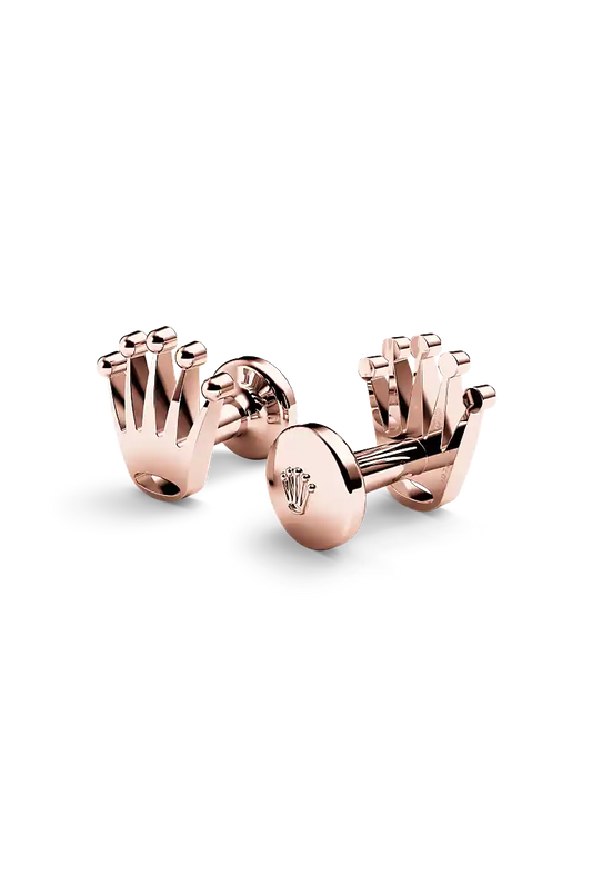 rolex 'Crown' cufflinks in 18 ct Everose gold, crown-cufflinks-a1015 - david m robinson
