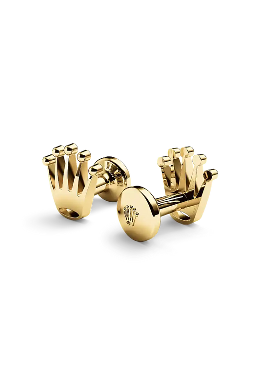 rolex 'Crown' cufflinks in 18 ct yellow gold, crown-cufflinks-a1018 - david m robinson