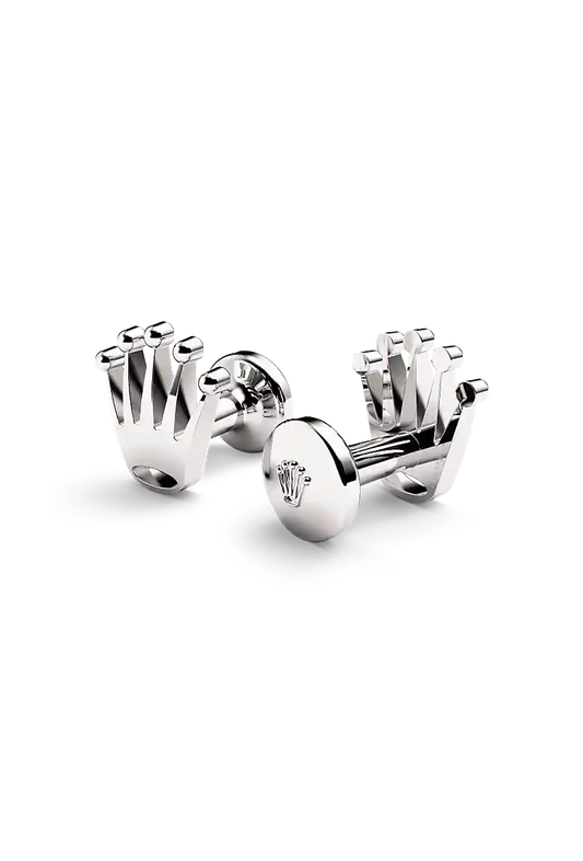 rolex 'Crown' cufflinks in 18 ct white gold, crown-cufflinks-a1019 - david m robinson