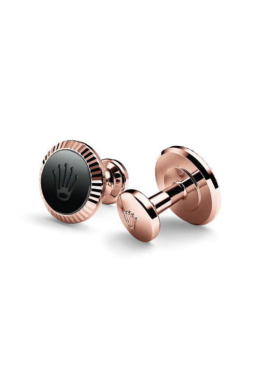 rolex 'Fluted' cufflinks in 18 ct Everose gold, fluted-cufflinks-a1035 - david m robinson