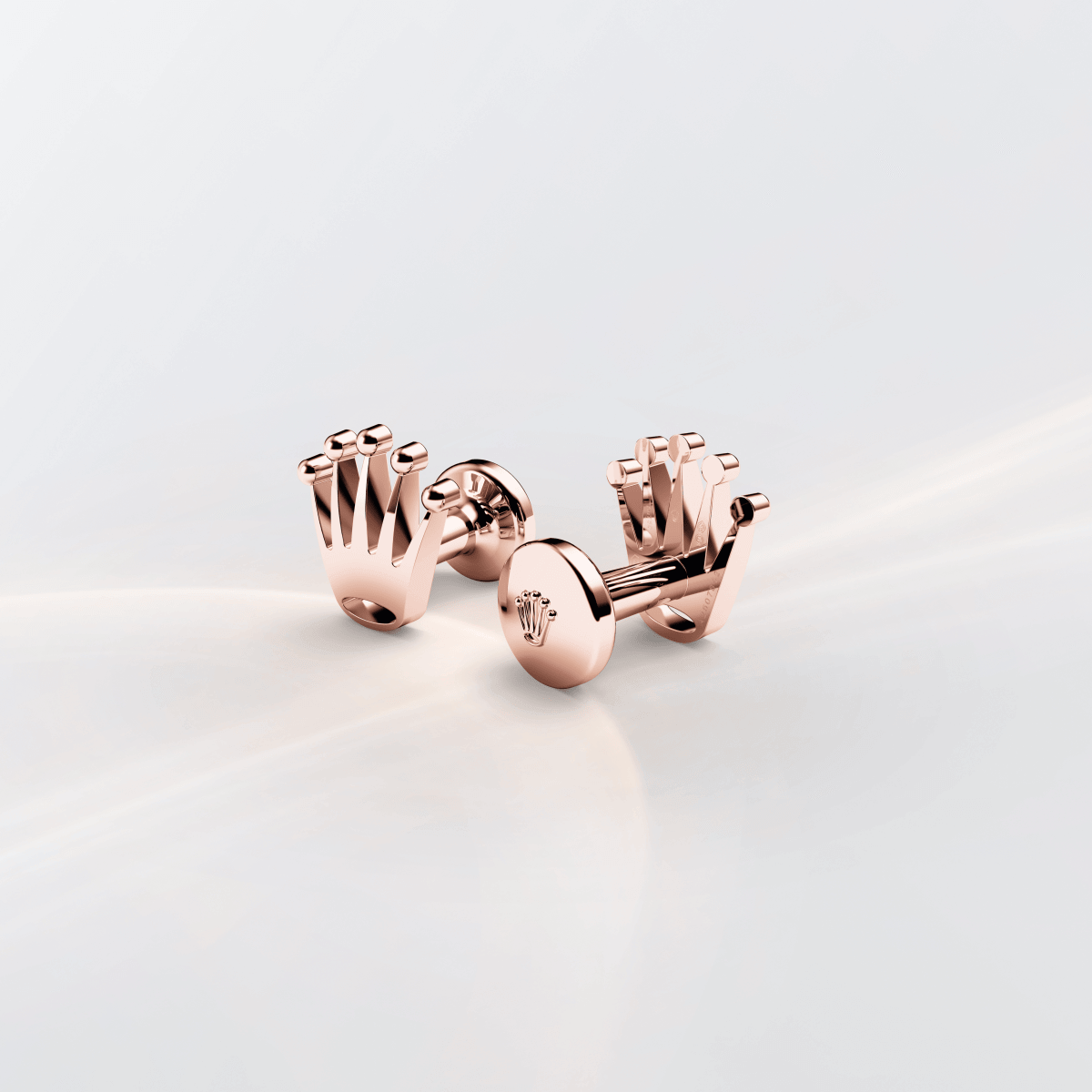 Rolex Crown cufflinks in 18 ct Everose gold, a1015 at David M Robinson