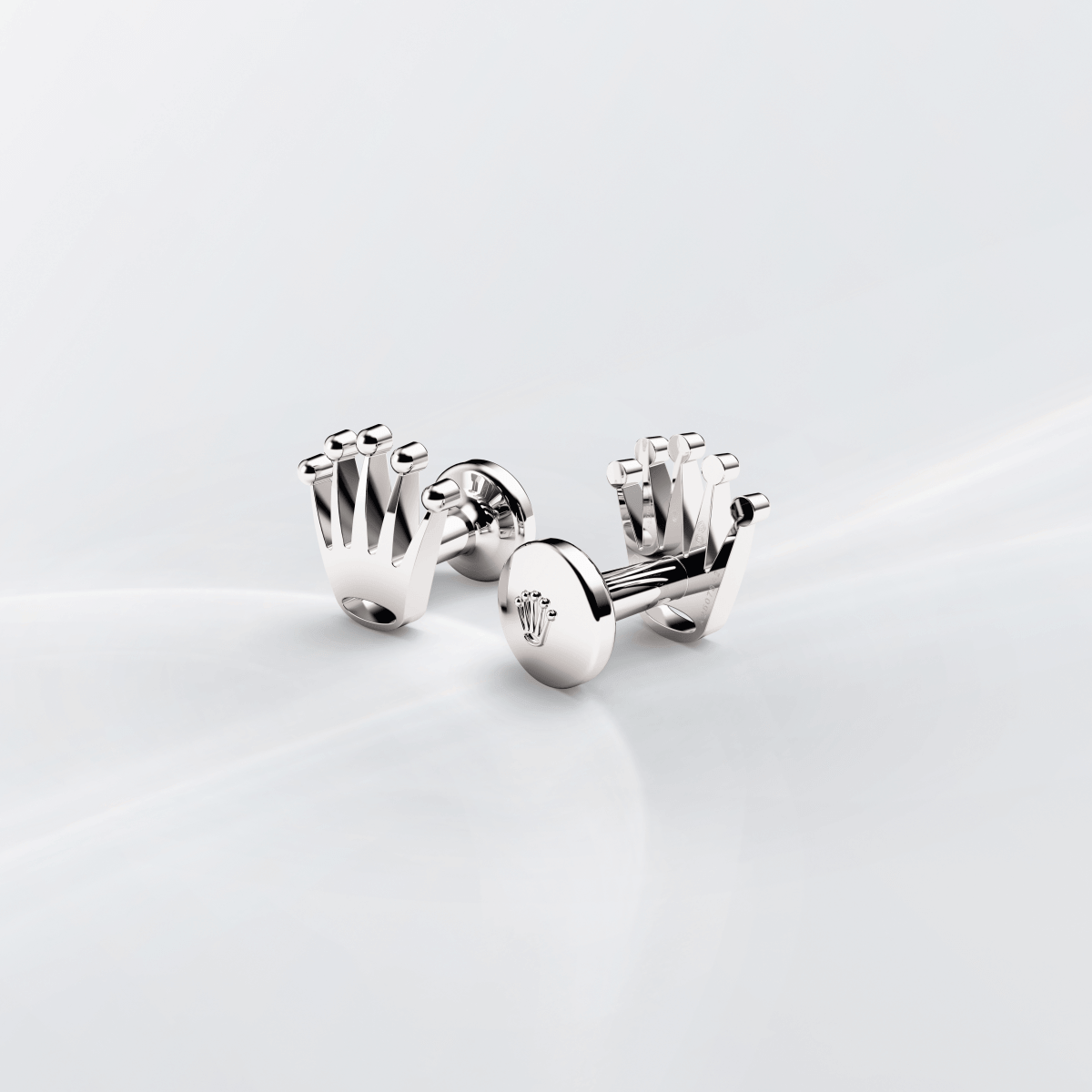 Rolex Crown cufflinks in 18 ct white gold, a1019 at David M Robinson