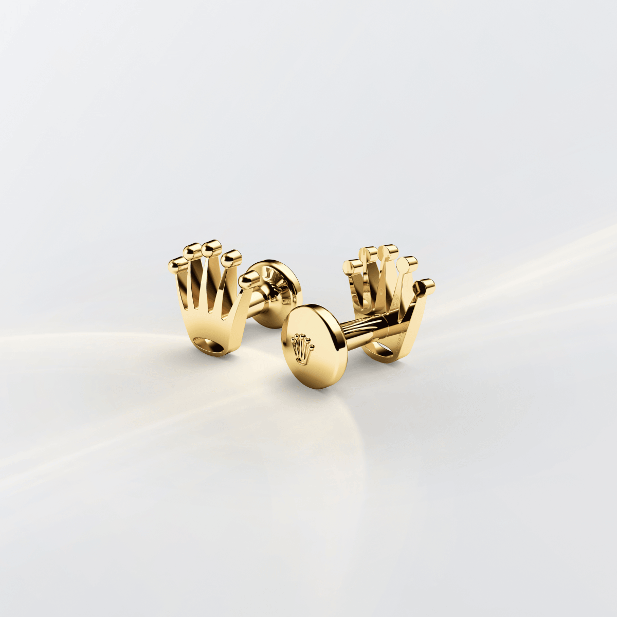 Rolex Crown cufflinks in 18 ct yellow gold, a1018 at David M Robinson