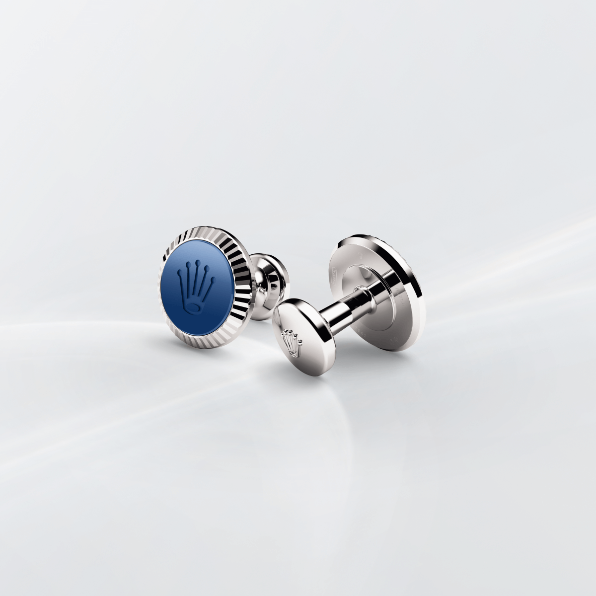 Rolex Fluted cufflinks in 18 ct white gold, a1039 at David M Robinson