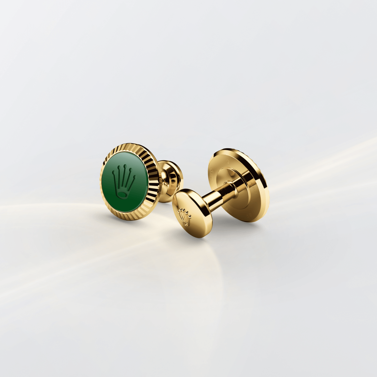 Rolex Fluted cufflinks in 18 ct yellow gold, a1038 at David M Robinson