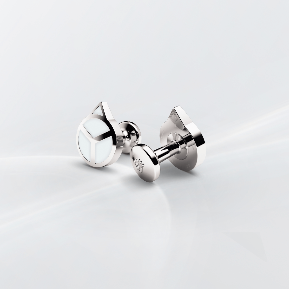 Rolex Hand cufflinks in 18 ct white gold, a1029 at David M Robinson