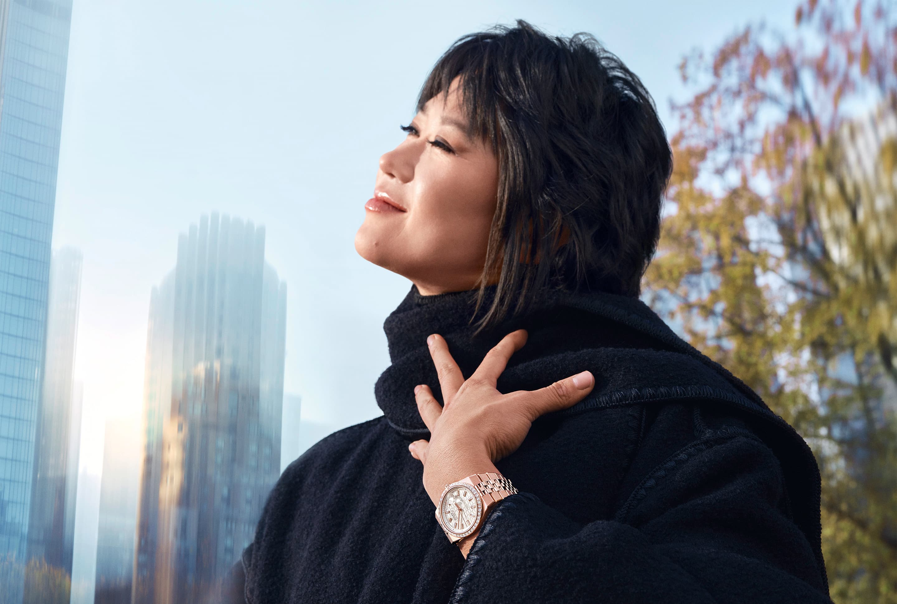 Yuja Wang with the watch on her wrist