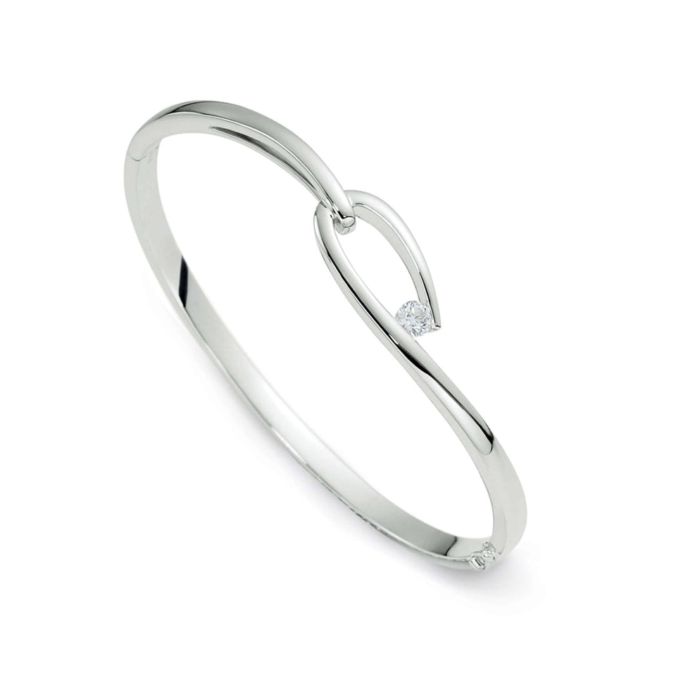 You're the One White Gold Diamond Bangle